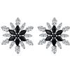 EVER FAITH Orecchini da donna in argento Sterling 925 con zirconia cubica nera per matrimonio con fiore invernale e fiocco di neve, Argento sterling Zirconia cubica,