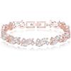 EVER FAITH Bracciale da tennis con zirconi, placcato oro rosa, bianco, marchese, zirconia cubica e foglia, da donna