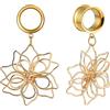 Vankula Dilatatori Lobo Pendenti Double Flared tunnel dilatatore orecchie Foglia di Fiore in Acciaio inossidabile lobi piercing espansori Gioielli Uomo Donna 6mm a 19mm