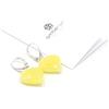 amber-us Orecchini a forma di cuore in ambra cognac e colori gialli con fibbia in argento sterling 925 | ambra baltica 17 x 15 x 6 mm | gioielli in ambra