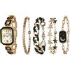 TIME100 Set Orologio Donna e 4 Bracciali, Orologio al Quarzo Rettangolare in Acciaio con Cristalli, Kit Gioielli 5 Pezzi con Scatola Regalo, Idea Regalo Elegante per Lei, Mamma e Fidanzata