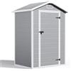 Blishom Casetta da Giardino in Resina, Capanno Porta Attrezzi Intemperie con Finestra e Ventilazione, Box Stoccaggio con Serratura per Attrezzi da Giardino, 122 x 92 x 187 cm (Grigio)