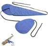 Zlokdraxy Kit di manutenzione per sassofono e strumenti a vento, set di 2 panni per la pulizia in microfibra e nylon blu, forte assorbimento d'acqua con corda e ciondolo in metallo per sassofono, clarinetto e