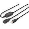 DIGITUS Cavo di prolunga USB 2.0 attivo - 15 m - Da spina USB-A a presa - Plug & Play - Fino a 480 Mbit/s - Nero