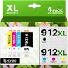 Skydo 912 912XL Cartucce Compatibili con HP 912 XL Multipack Cartuccia per HP OfficeJet 8012 8010 8015 8014 8017 per HP OfficeJet Pro 8022 8023 8024 8025 8020 8030 (912XL Nero Ciano Giallo Magenta, 4-Pack)