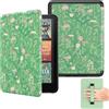 MoKo Custodia per Kindle Paperwhite 7 (12ª gen, 2024), Fiore verde | per Signature Edition 2024, cover Leggera con Cinturino da Polso, Auto Sonno/Sveglia