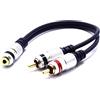 VITALCO Adattatore Audio Jack 3.5 Femmina Connettore 2X RCA Sdoppiatore Jack 3,5mm stereo a Doppio Maschio RCA Cavo 15cm