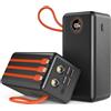 Kruilan 73800mAh Power Bank con cavo, 30W Powerbank PD USB C funzione di ricarica rapida Batteria esterna con display a LED, 7 uscite e 2 ingressi, compatibile con iPhone, tablet, iPad ecc.