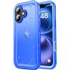 SPORTLINK Cover per iPhone 16 Impermeabile 360 Gradi Antiurto, Blu | Militare Protettiva Rugged Resistente Custodia Antipolvere Subacquea IP68 Waterproof, Fotocamera/Schermo Doppia Protezione