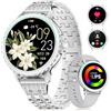 LIGE Orologio intelligente da donna telefonica, 1,27, HD rotondo elegante in acciaio inox con diamanti e argento per Android iOS, 100+ modalità sportive, frequenza cardiaca, monitor del sonno,Grigio