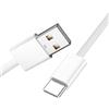 JSER Cavo di alimentazione dati Fast Charge da USB-C Type-C a USB 2.0 per tablet, telefoni e dispositivi Mate, colore bianco (100 cm)