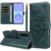 laddutoi Cover per Samsung Galaxy A57 5G Magnetica Flip Case, Verde | Custodia con supporto, Portafoglio in Pelle, Slot per scheda, Wallet Cover con cordino, Protezione a 360 gradi, Mandala