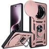 LeYi Cover per Honor Magic 7 Lite(Rosa) | Custodia con Protezione Fotocamera [Slidable] Antiurto Militare 360° Anello Supporto TPU Bumper Antiurto Case