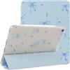 Lovmooful per iPad Air 2/5/4 11/10.9 Custodia Nastro Fiocco-Blu | Portapenne Carino,Fiore Design,per Ragazze Donne,TPU morbido Tripla Piega Supporto Cover,Antiurto AntiGraffio Protezione