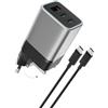 CUKTECH 6 Mini Caricatore USB C 65W GaN, 3 Porte Ricarica Rapida Cavo 1m