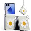 SINQERISHT Custodia protettiva per Samsung Galaxy Z Flip 7 5G 2025, in pelle PU, con anello e bracciale, con ventosa magnetica, ultra sottile, elegante, resistente agli urti, colore: bianco