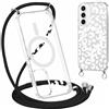 Gcxvaoi Magnetica Cover con Cordino per Samsung Galaxy S25 5G,Aesthetic Leopardata Disegni Custodia con Collana Tracolla Laccio Corda Compatibile con MagSafe, Trasparente Silicone Case per Samsung S25