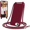 Jrkvniv Cover per iPhone 17E/16E con Cordino, Bordeaux | Morbido TPU Silicone Case con Laccio Tracolla, Regolabile e Rimovibile, Antiurto AntiGraffio Case