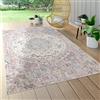 Paco Home Tappeto a pelo corto per interni ed esterni per il balcone e la terrazza, con motivo orientale in rosa, Dimensione:120x170 cm