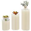 RUETERY 3 colonne per fiori in cartone, pieghevoli, in carta/PVC, diametro 30 cm, altezza 40/60/80 cm, portata 25-30 kg, colore bianco latte, per matrimoni, feste e compleanni