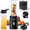 Sangcon Frullatore Personale Mini-size Blender con 2 Bottiglie Portatili 600ml, 2 Coperchi da Viaggio,Senza BPA, Mixer per Smoothie,Ideale per Frullati e Bevande Ghiacciate, Nero