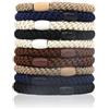 Generisch Knekkies Elastici per capelli originali, 10 pezzi, elastici intrecciati originali, colorati, alla moda, adatti per capelli spessi, lisci e ricci (serie scura)