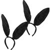BAZEITFLOW Cerchietto in Stoffa Orecchie da Coniglio 2 Pezzi Nero | Masquerade Ball e Cosplay Events, Accessorio Trendy per Ladies e Women