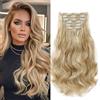 Cybelleza Extension Capelli Clip Mossi 48cm 6PCS Clip in Hair Extension per Capelli Ondulati a Clip Sintetici Lunghi Allugamento Effetto Naturale Ricci Full Head per Donna, Bionda naturale & bionda