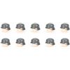 BricksStuff Set di casco in acciaio, 10 caschi compatibili con minifigure, casco militare Gunmetal - per personaggi a morsetto