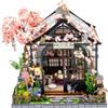 TOPBSFARNY Casa delle bambole in miniatura in legno giapponese Sakura serra casa delle bambole fai da te kit costruzione villa modello 3D regali creativi per amici e genitori (senza copertura
