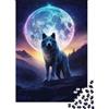 GJDNEAAKL Lupo Luna Puzzle per Adulti Puzzle 1000 Pezzi Paesaggio Notturno Rilassante Decorazione Regalo Famiglia 52x38cm/1000pcs