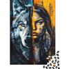 GJDNEAAKL Ritratto di Lupo Puzzle 1000 Pezzi Carta per Adulti Stile Artistico Puzzle per Adulti Relax Casa Regalo 52x38cm/1000pcs