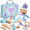 Atoylink Set Trucco in Legno Tema Neve per Bambini con Valigetta Gioco di Ruolo