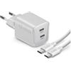 SBS Kit Con Mini Caricatore Da Parete 100W Gan Con 2 Porte USB-C + Cavo USB-C 1,5M