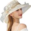 NIDONE Cappelli affascinanti per Donne Tea Party, Cappelli affascinanti per Donne, Cappello da Tea Party in Chiesa Organza Larga, Elegante Berretto alla Moda Vintage per Matrimonio, Affascinante, Cocktail