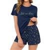 Crewhpo Pigiama Notte Donna Estivo Manica Corta Girocollo Stampa Casual