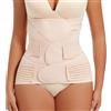 Hyuceng 3 in 1 Fascia Post Parto, Post-Partum Supporto per Pancia/Vita/Bacino, Ventre per Postnatale Cintura Addominale Donna, Pancera Post Parto Dopo Il Parto Regolabile, Traspirante (Beige, XL)