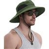 Wmcaps Cappello Pescatore Uomo e Donna Tesa Larga Boonie Uomo Cappelli Anti UV Protezione Solare Estivo Safari, Militare Cappellino Montagna e Trekking Cowboy Bucket Hat (Verde Militare)