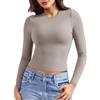 ZAAYO Maglia a maniche lunghe basic sportiva da donna, a compressione, a maniche lunghe