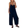 Generico Tuta Intera Donna Estiva con Spalline Sottili e Gamba Larga Salopette Donna Lunga Boho Casual Traspirante Jumpsuit Sportiva Elastico Baggy Tute Estive Elegante Curvy Leggera per Mare, Lavoro,Navy,XXL