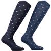 CALZE PRESTIGE (2 PAIA) Calze uomo lunghe in pregiatissima lana merino extrafine, elasticizzate, calde e morbide disegno cravatta - 100% made in (Brescia) Italy (A5 blu-jeans)