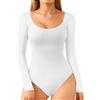 ALGALAROUND Body da donna a maniche lunghe, a maniche lunghe, con scollo a U, doppio, foderato, top da donna, maglione elegante, a maniche lunghe