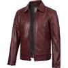 fjackets Giacca da motociclista da uomo, in vera pelle di agnello, trapuntata, stile Cafe Racer, classica giacca da motociclista con cerniera