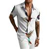 keepmore Camicia da Uomo con Stampa 3D di Animali Manica Corta Bottoni Lupo Tigre Mucca Giraffa Farfalla Colletto con Revers Top Estivo Casual