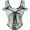 SCARLET DARKNESS Corsetto da donna rinascimentale, scollo a U, con stampa floreale, corsetto con lacci