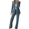 Leaomuny Tailleur Donna Velluto Invernali Elegante Matrimonio Giacca Ufficio Completo con Pantalone Palazzo Verde Salvia Blazer Primavera Aderente 2 Pezzi Business Suit con Risvolto Leggeri E Lavoro