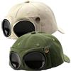Generic Pilot Goggles Baseball cap,Aviator Hat with Goggles Baseball cap,Vintage 𝐆oggles Hat Attached Sunglasses