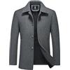 KUDORO Cappotto da uomo in lana calda per l'inverno Trench Coat Classic Caban Parka Soprabito Slim Fit Business Duffle-Coats Antivento Revers Overcoat, grigio, M