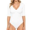 ALGALAROUND Body da donna con scollo a V, mezza manica a 3/4, a maniche lunghe, top basic da donna, in cotone, a maniche lunghe, per donna 2025 inverno