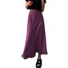 Odizli Gonna in raso da donna, lunga, elegante, estiva, a vita alta